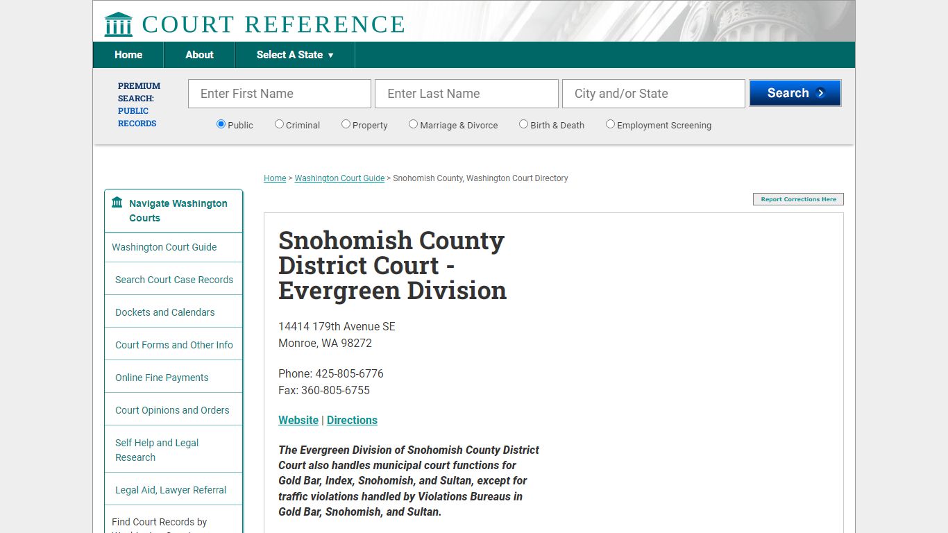 Snohomish County District Court - Evergreen Division - CourtReference.com